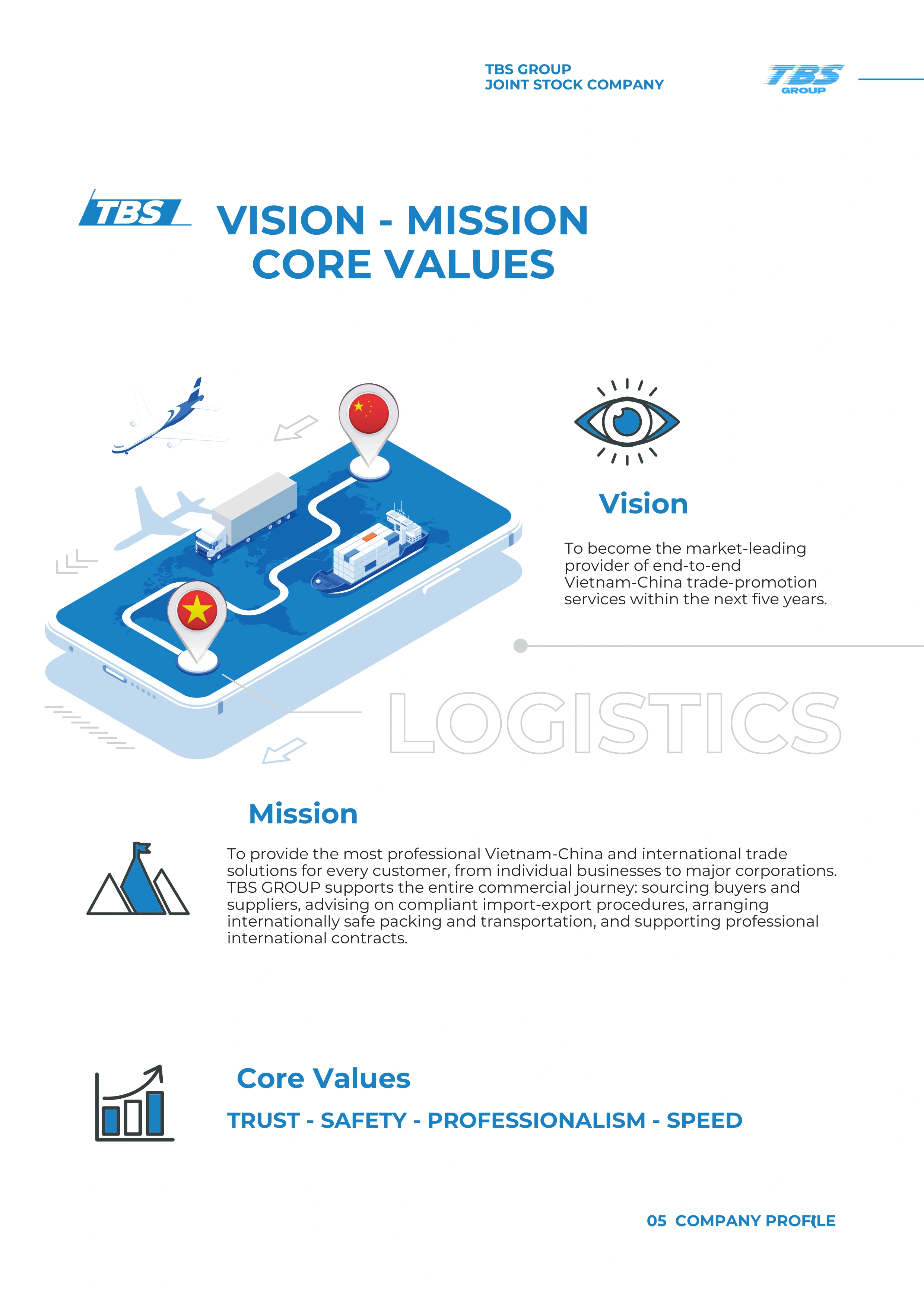 Page 5: Vision, mission and values