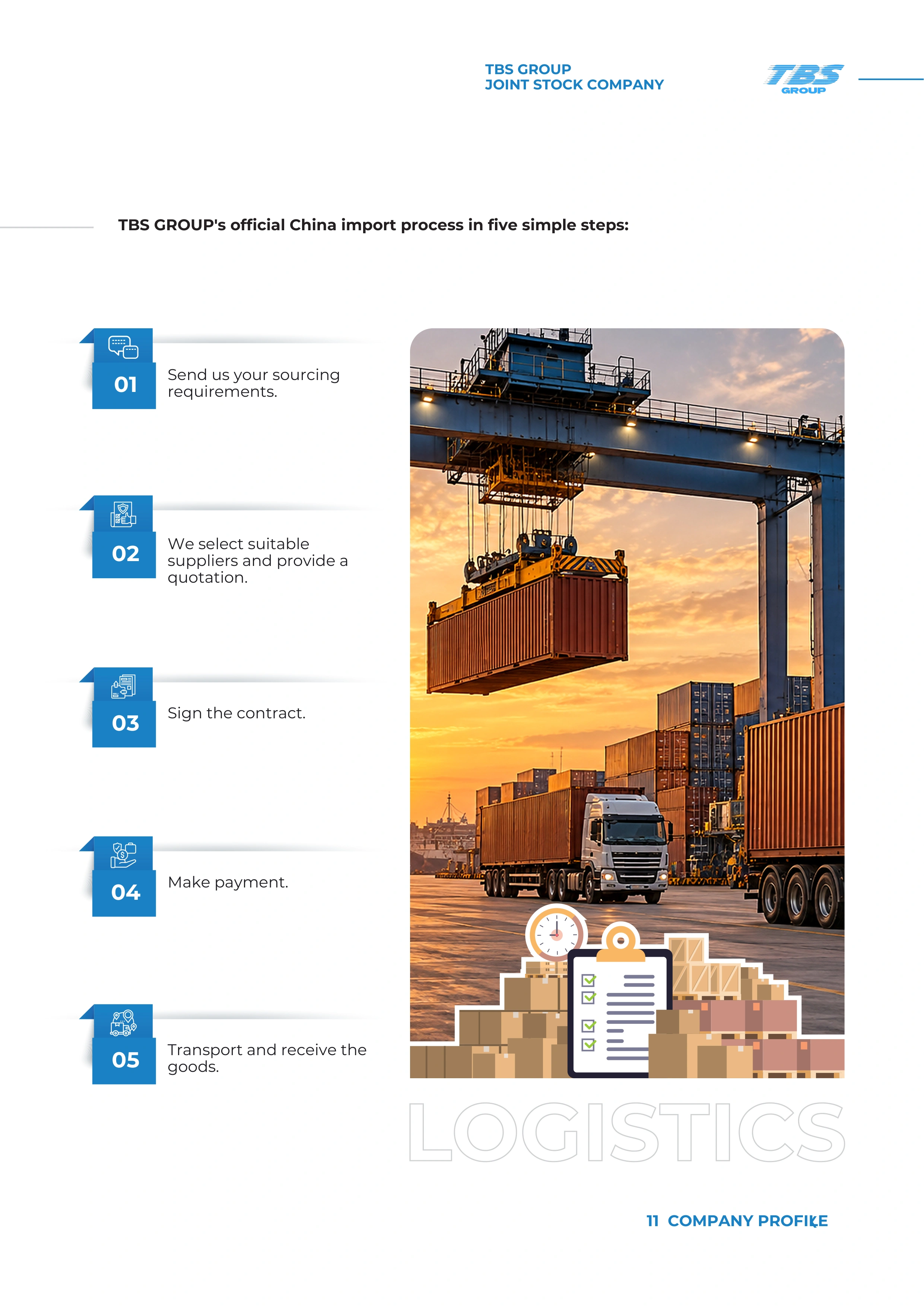 Page 11: Five-step official import process